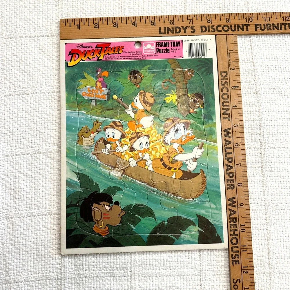 VTG Disney DuckTales Golden Frame Tray Puzzle Scrooge McDuck Jungle 80s USA‎